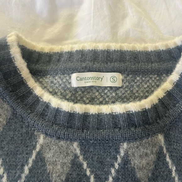 Blue argyle sweater - Picture 3 of 3